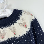 Load image into Gallery viewer, JoJo Maman Bebe Navy Fair Isle Reindeer Sweater 2-3
