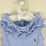 Load image into Gallery viewer, Ralph Lauren Ruffled Knit Bubble Shortall Blue 18 Months
