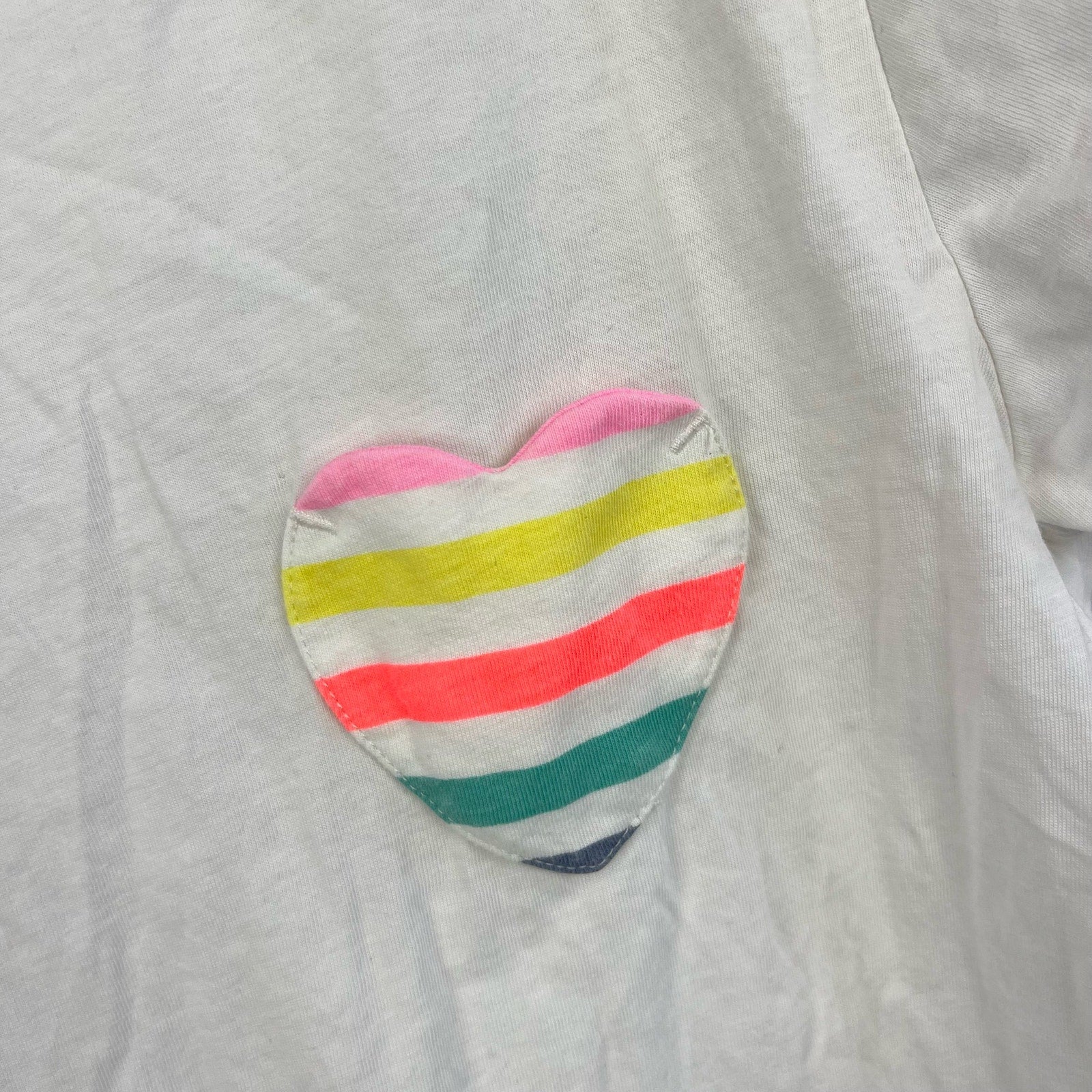 J. Crew Girls White Rainbow Heart Pocket T-Shirt 12