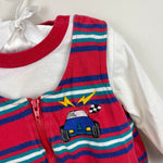 Load image into Gallery viewer, Vintage All Mine Red Striped Race Car Overalls Set 6-9 Months
