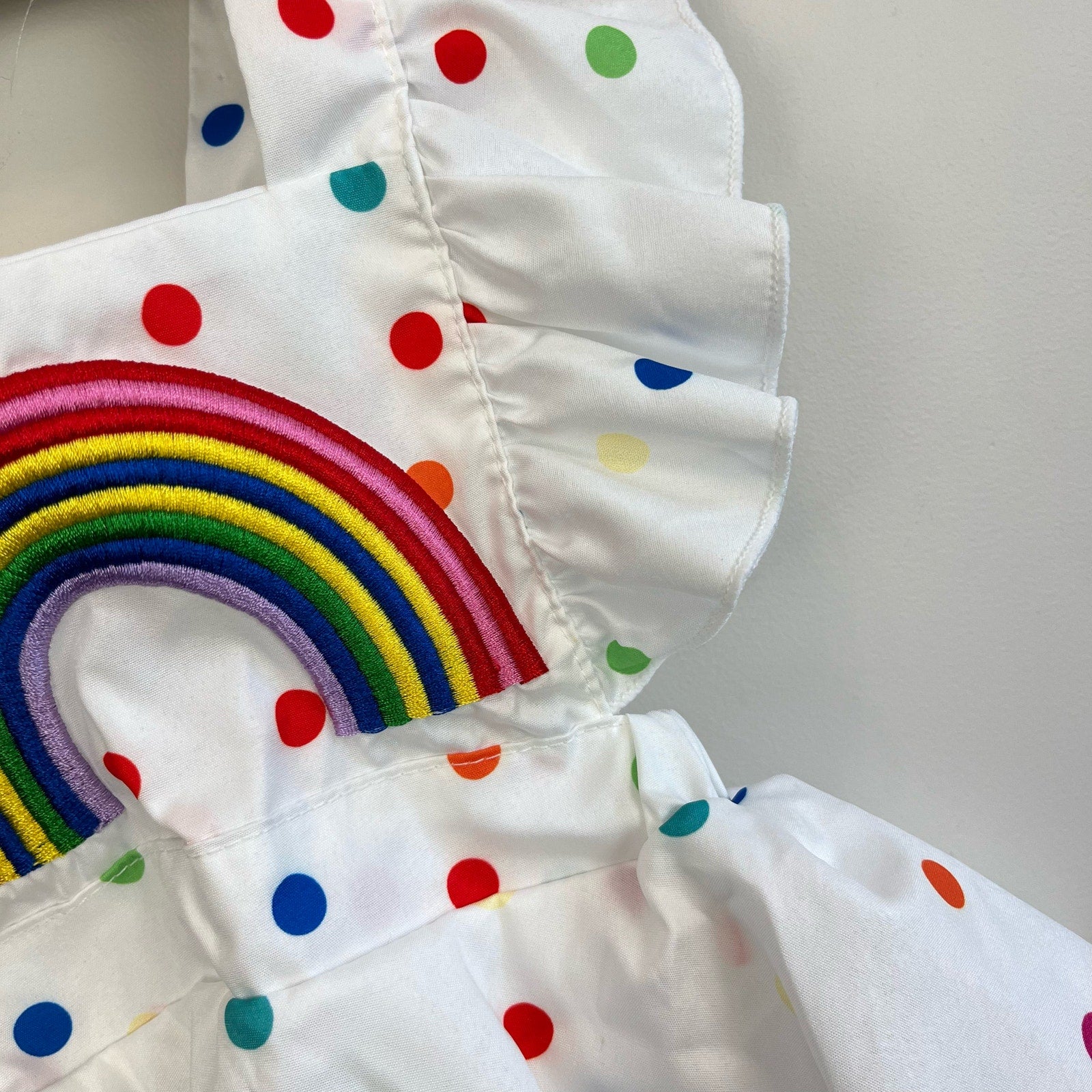 Baby Girl Rainbow Polka Dot Ruffle Romper 70 cm