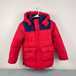 Load image into Gallery viewer, Mini Boden Fleece Lined Puffer Coat Rockabilly Red 8-9
