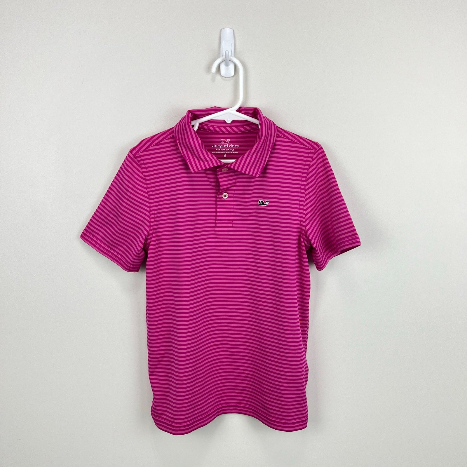 Vineyard Vines Boys' Kennedy Stripe Sankaty Performance Polo Pink 6