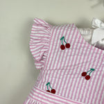 Load image into Gallery viewer, Classic Prep Childrenswear Beatrice Bubble Pink Stripe Cherries 18-24 Months NWT
