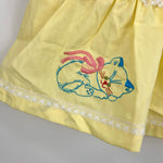 Load image into Gallery viewer, Vintage Cradle Togs Embroidered Cat Yellow Dress Diaper Set Lace Ruffle Small NWOT
