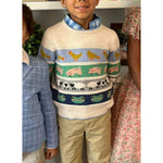 Load image into Gallery viewer, Mini Boden All Over Fair Isle Sweater Easter Farm Animals 7-8
