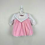 Load image into Gallery viewer, Vintage Pink White Collared Dress 9 Months
