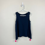 Load image into Gallery viewer, Lilly Pulitzer Girls Penny Tank Top True Navy Pink Tassels M 6-7
