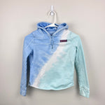 Load image into Gallery viewer, Vineyard Vines Blue Green Sun Washed Tie Dye Hooded Shep Shirt M 10-12
