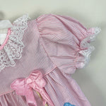 Load image into Gallery viewer, Vintage Cradles Pink Lace Bow Romper 12 Months
