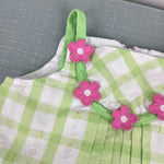 Load image into Gallery viewer, Florence Eiseman Green Plaid Applique Flower Tank Set 6 Months
