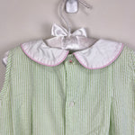 Load image into Gallery viewer, The Proper Peony Green Seersucker Hand Embroidered Sweet Scoop Dress 5T
