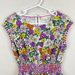 Load image into Gallery viewer, Mini Boden Vacation Printed Cotton Dress Ivory And Radiant Orchid 7-8
