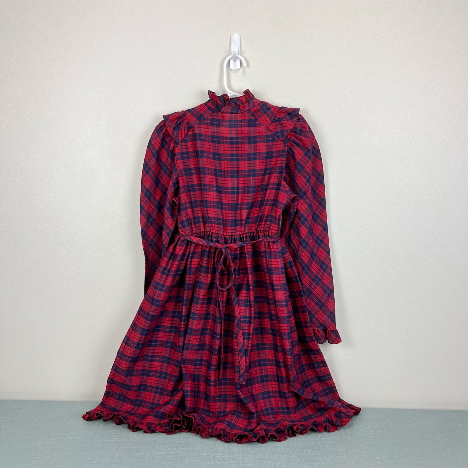 Vintage Cinderella Red Navy Ruffle Plaid Dress USSA