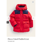 Load image into Gallery viewer, Mini Boden Fleece Lined Puffer Coat Rockabilly Red 8-9
