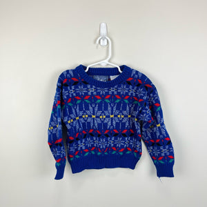 Vintage Cracked Ice Blue Ski Sweater 5T