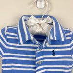 Load image into Gallery viewer, Ralph Lauren Soft Cotton Polo Shortall Blue White Stripes 6 Months
