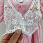 Load image into Gallery viewer, Vintage First In First Out Pink Lace Vest Romper 6-9 Months USA

