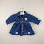 Load image into Gallery viewer, Vintage Y2K Disney Winnie the Pooh Denim Embroidered Heart Dress 6-9 Months
