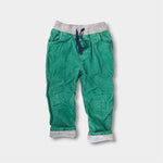 Load image into Gallery viewer, Mini Boden Jersey-Lined Cord Star Applique Pants Green 3-4
