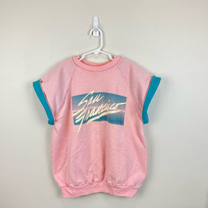 Vintage 80s San Francisco Short Sleeve Pink Sweatshirt Medium USA