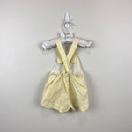Load image into Gallery viewer, Vintage All Mine Yellow Seersucker Stripe Giraffe Applique Shortall Romper 12 Months
