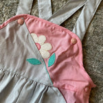 Load image into Gallery viewer, Vintage Pink Gray Flower Overalls 4T
