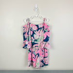 Load image into Gallery viewer, Lilly Pulitzer Girls Mini Calla Romper Tidal Wave Pans Garden Large 8-10
