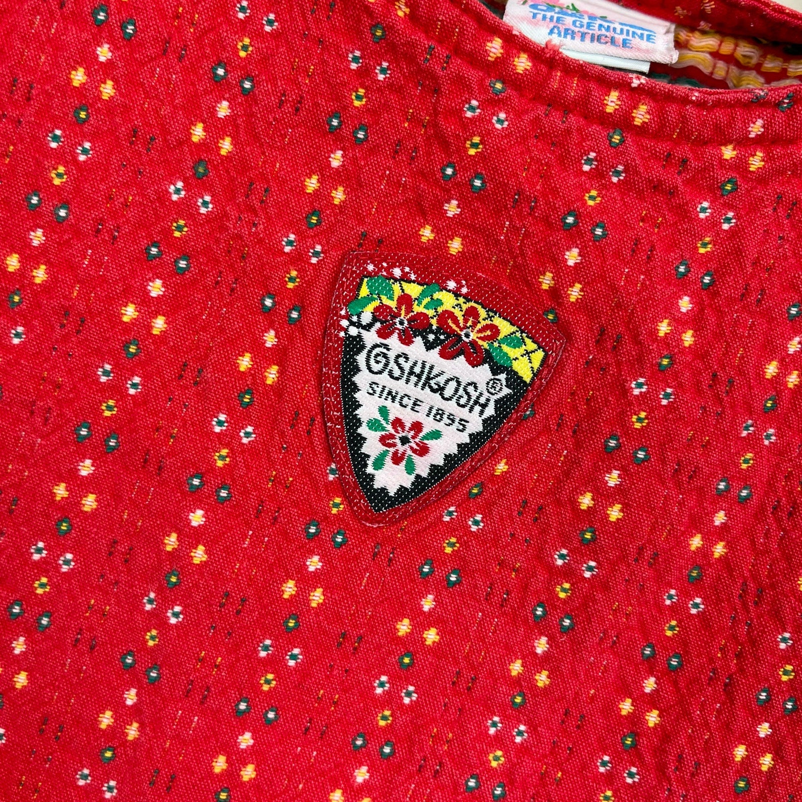 Vintage OshKosh B'gosh Woven Red Jumper Dress 6 USA