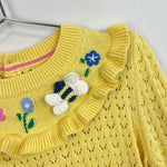 Load image into Gallery viewer, Mini Boden Pointelle Knit Sweater Top Soft Lemon 8-9 NWOT
