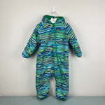 Load image into Gallery viewer, Patagonia Baby Reversible Puff-Ball Bunting Blue Green Waves 18 Months
