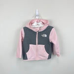 Load image into Gallery viewer, The North Face Girls Glacier Full Zip Fleece Hoodie Jacket Pink Gray 3-6 Months
