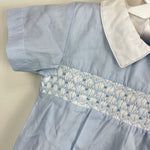 Load image into Gallery viewer, Kissy Kissy Woven Play Suit with Hand Smocking-Light Blue 0-3 Months NWT
