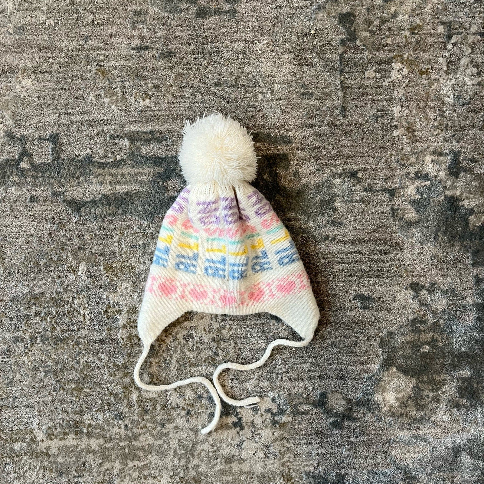 Vintage Pastel Pom Pom Winter Hat