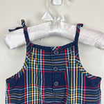 Load image into Gallery viewer, Hanna Andersson Chambray Tie Romper Multi Plaid Navy 70 cm 6-12 Months
