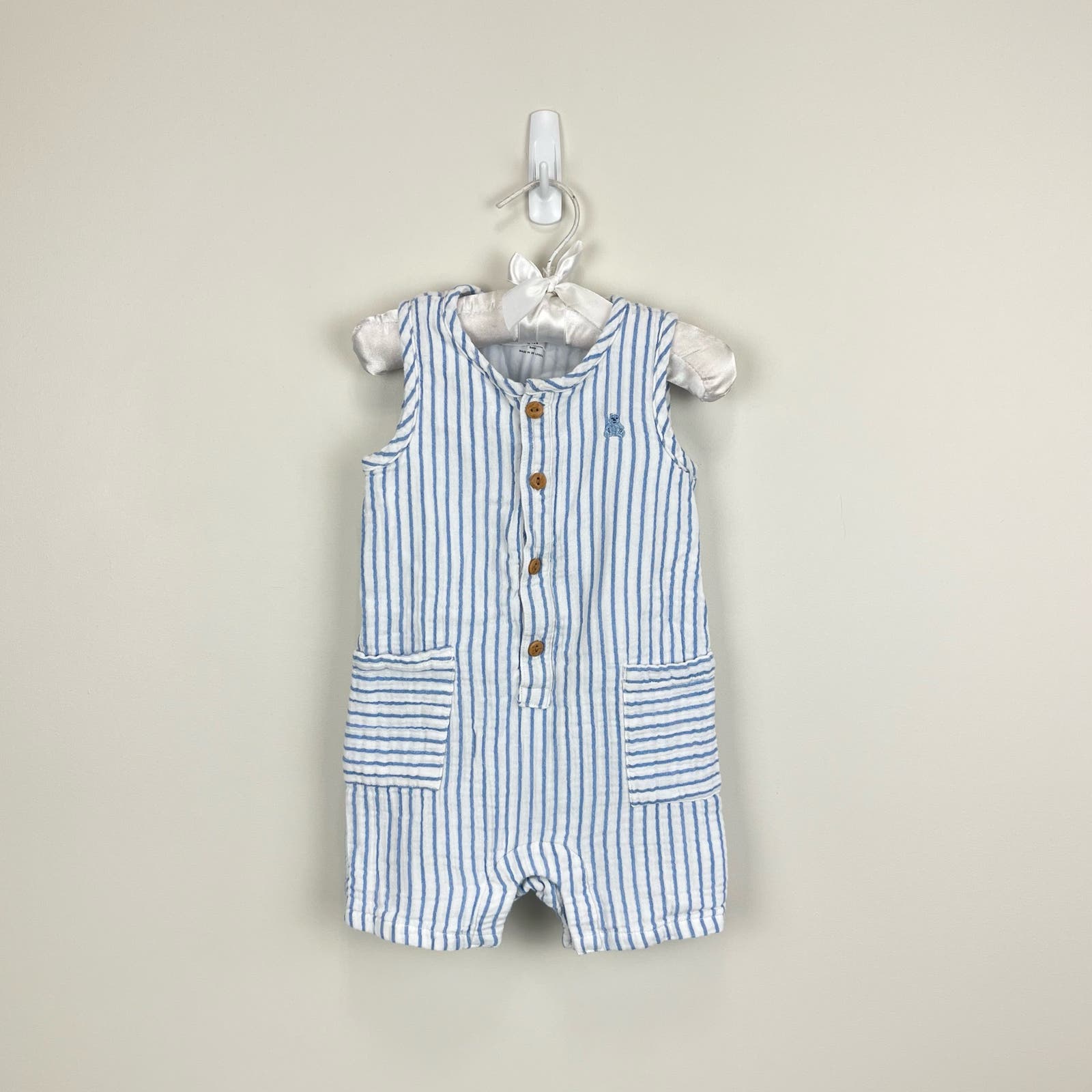 Baby Gap Blue and White Striped Shortie Romper 18-24 Months