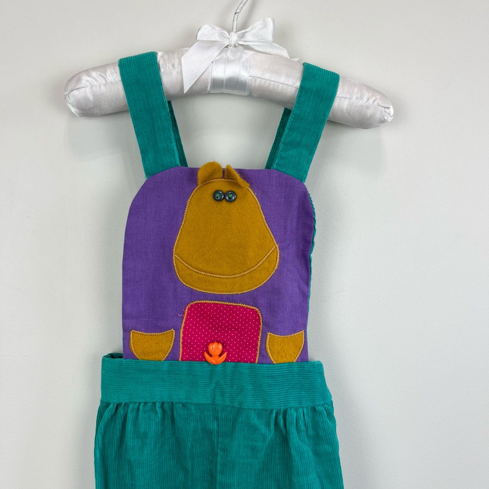 Vintage Ruth Scharf Hippo Applique Overalls 4T USA