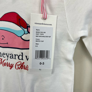 Vineyard Vines Baby Santa Whale Bodysuit 0-3 Months NWT