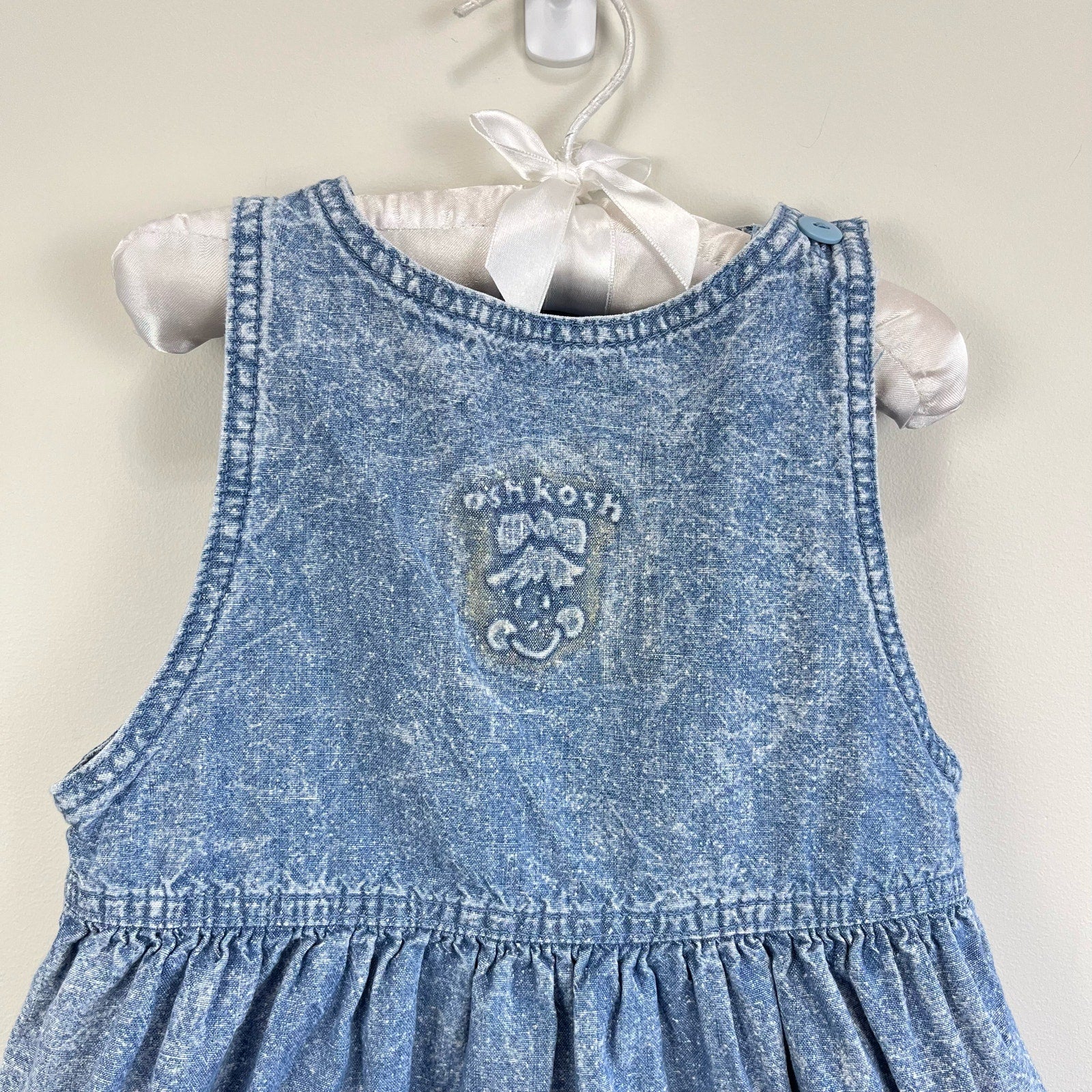 Vintage OshKosh B'gosh Acid Wash Smiley Face Dress 4T USA