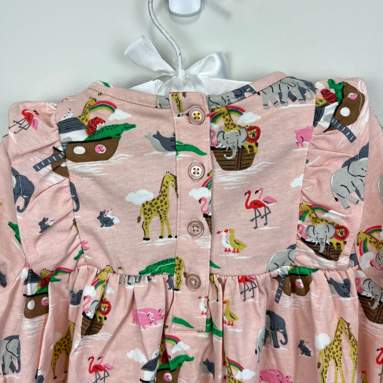 Mini Boden Printed Jersey Dress Provence Pink Dusty Animals 9-12 Months