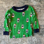 Load image into Gallery viewer, Hanna Andersson Green Santa Robot Long John Pajamas 80 cm 18-24 Months
