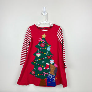 Mini Boden Festive Big Applique Dress Rockabilly Red Christmas Tree 5-6