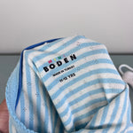 Load image into Gallery viewer, Mini Boden Short Sleeved Pointelle Top Light Celeste Blue/Soft Ivory 11-12

