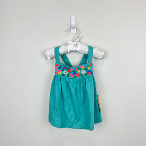 Mini Boden Embroidered Jersey Vest Corsico Blue Tank Top 2-3 NWT