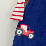 Load image into Gallery viewer, Mini Boden Cord Dungaree Set Starboard Blue Tractors 12-18 Months
