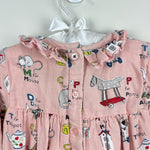 Load image into Gallery viewer, Mini Boden Nostalgic Alphabet Pleated Ruffle Dress Pink 12-18 months

