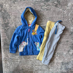 Load image into Gallery viewer, Mini Boden Applique Hoodie &amp; Leggings Set Elizabethan Blue Peeping Animals 2-3
