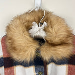 Load image into Gallery viewer, Janie and Jack Plaid Faux Fur Collar Cape 12-18 Months NWT
