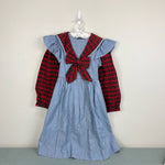 Load image into Gallery viewer, Vintage Polly Flinders Chambray Ruffle Plaid Dress 6
