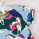 Load image into Gallery viewer, Mini Boden Short Sleeve Jersey Fun Dress Rainbow Unicorn 6-7
